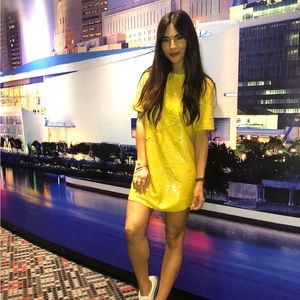 Yellow sequin dress